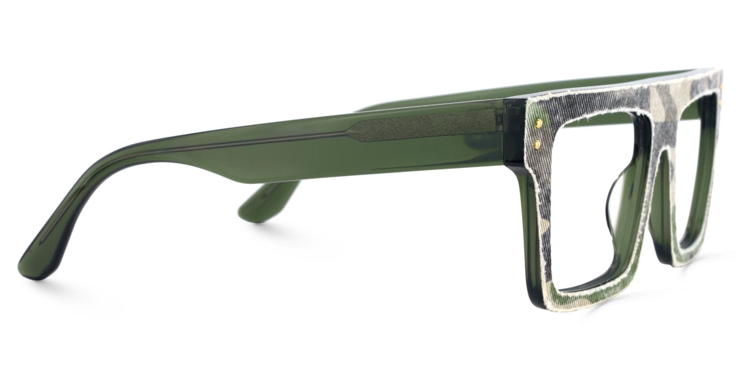 Vintage Rectangle Glasses With Green Denim4