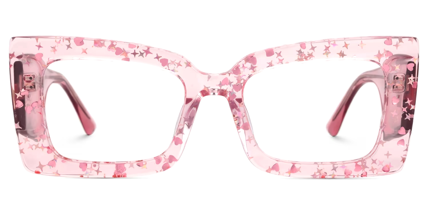Mitia Sparkly Pink Glitter Frames Glasses for Women0