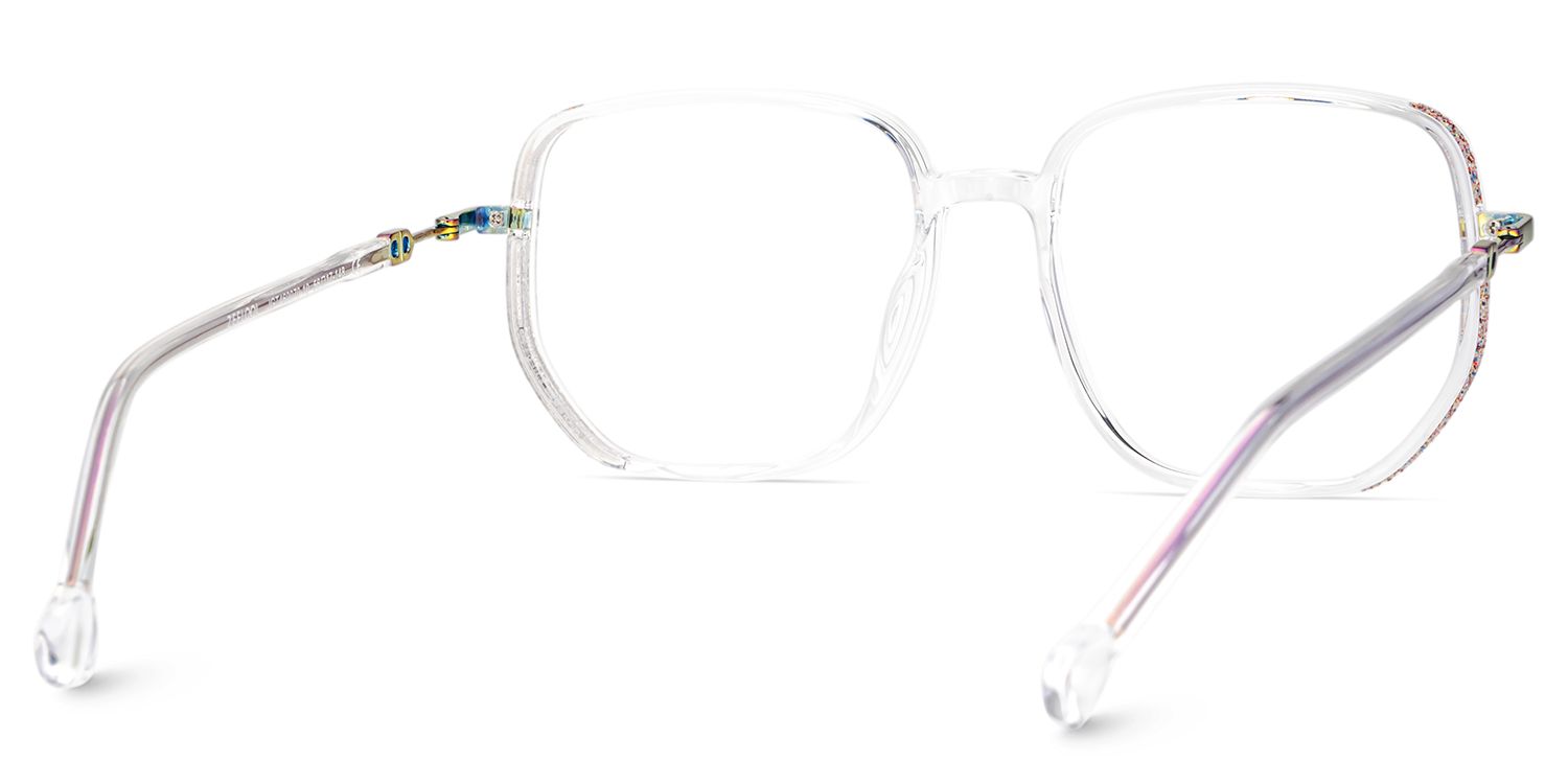 Joana Clear Glasses in Geometric Wide Frame Design | ZEELOOL Canada5