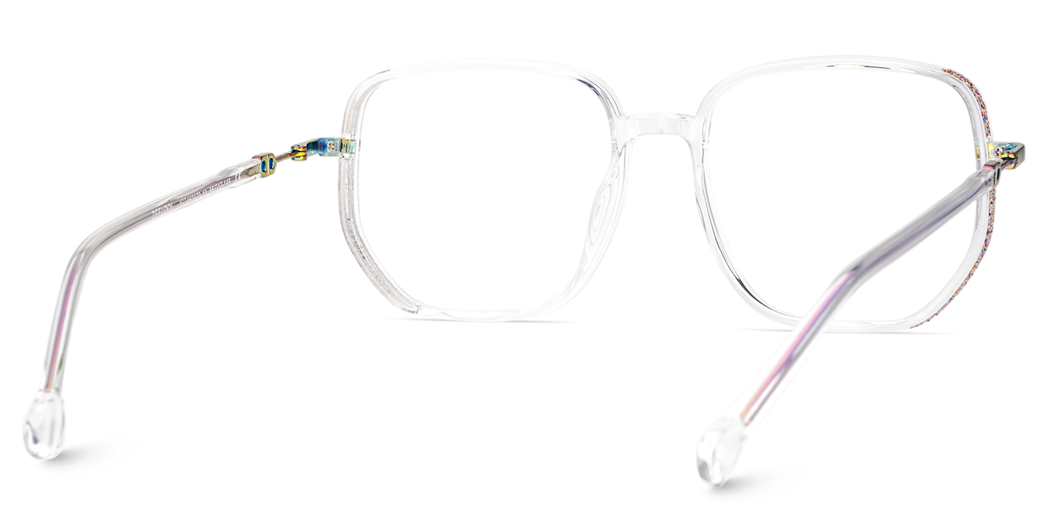 Joana Clear Glasses in Geometric Wide Frame Design | ZEELOOL Canada5