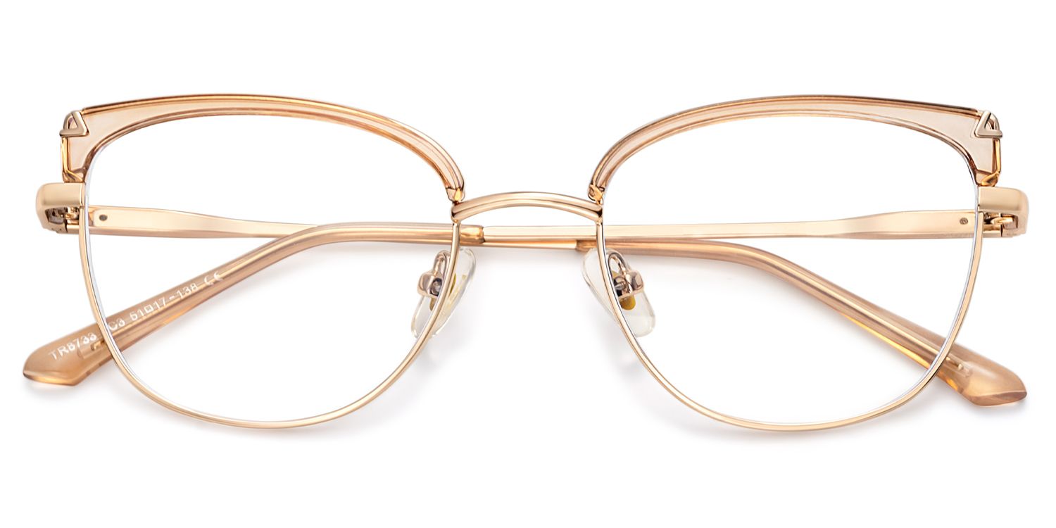 Beau Eyeglasses in Cat eye Beige Gold Frame | ZEELOOL Canada2