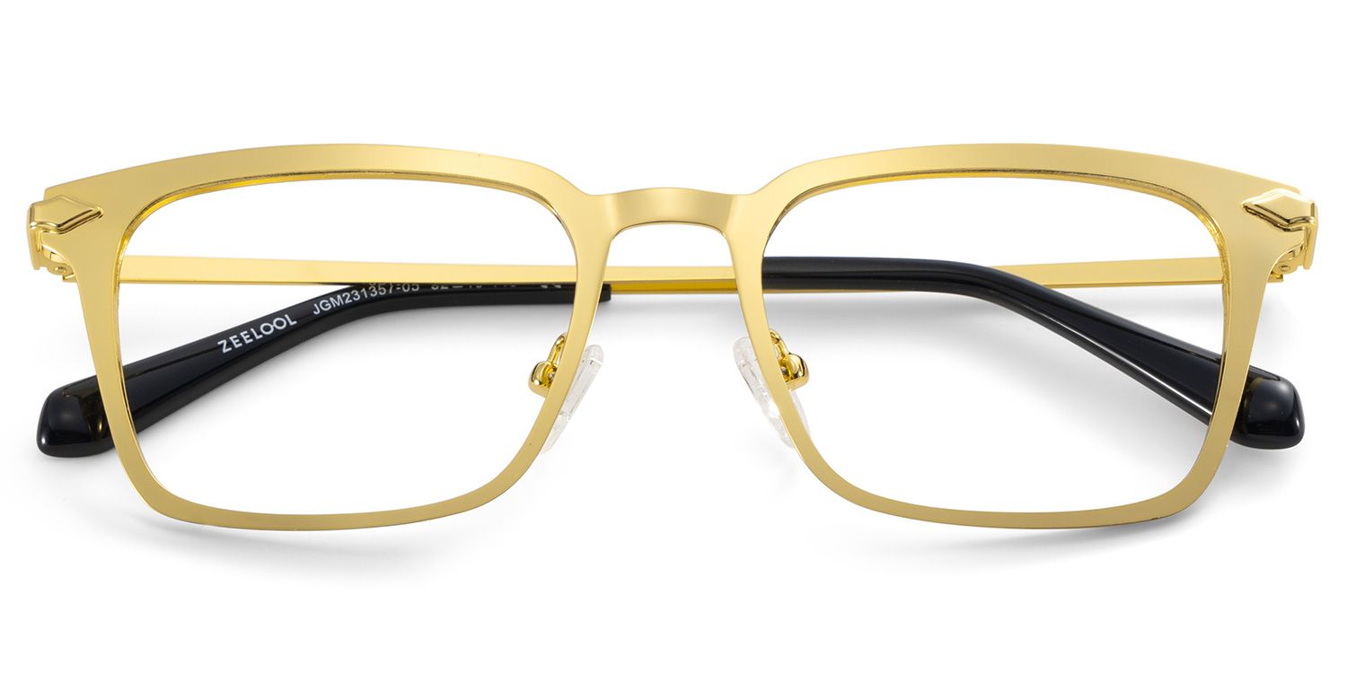Gold Metal Frame Glasses With a Rectangle Shape2