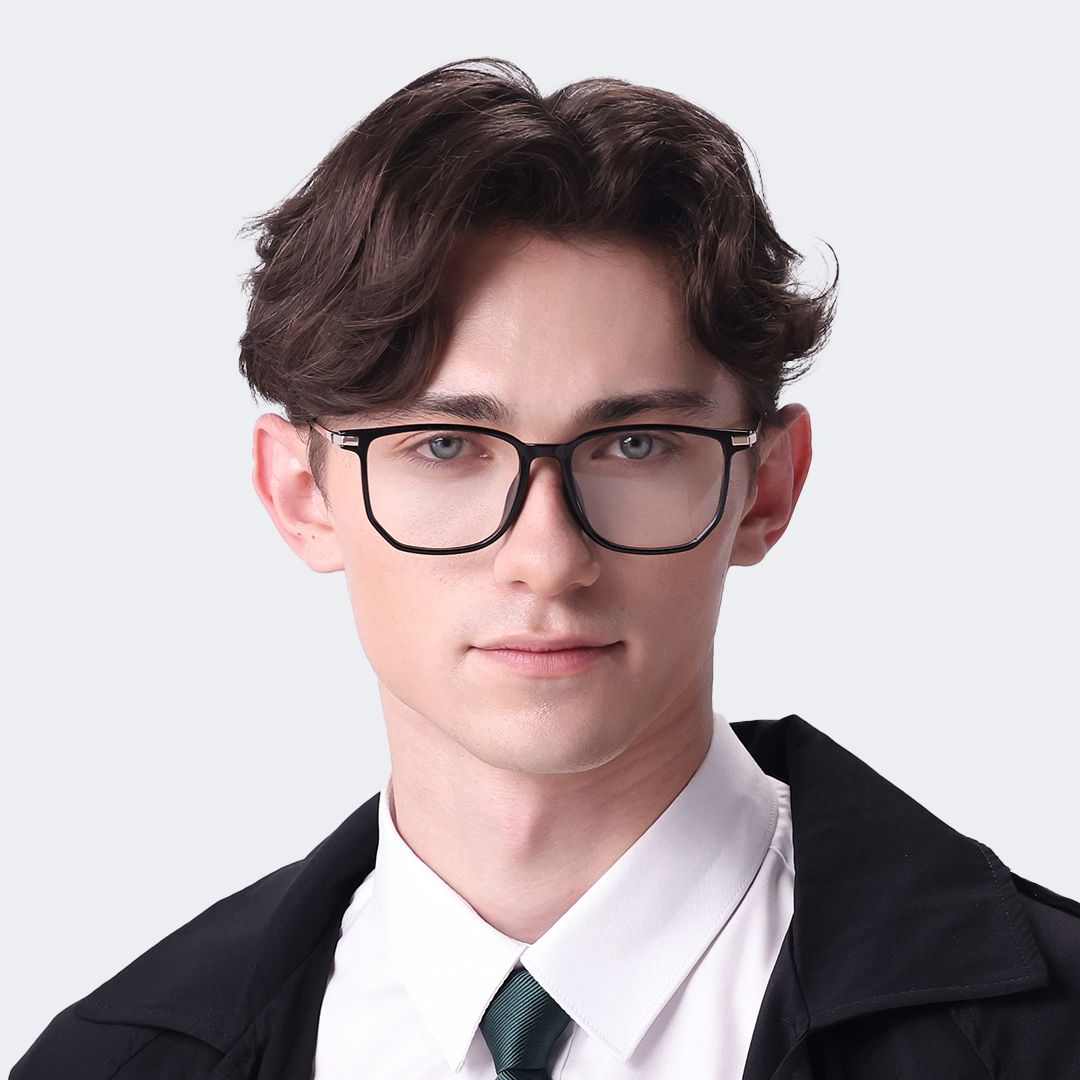 Fezell Square Black Eyeglasses and Thin Wide Frames6