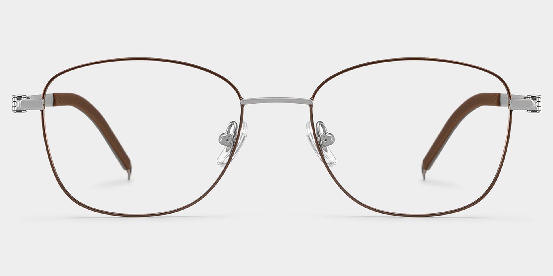 Nicole Brown Metal Glasses in Wide Rectangle Frames | ZEELOOL0