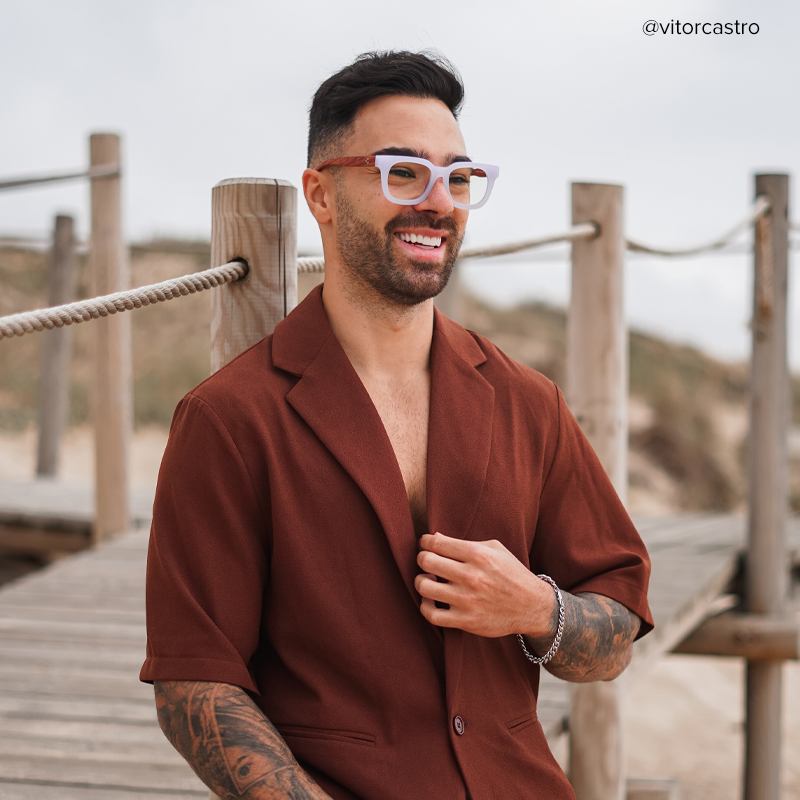 Diana Rectangle Light Purple Glasses | ZEELOOL Canada4