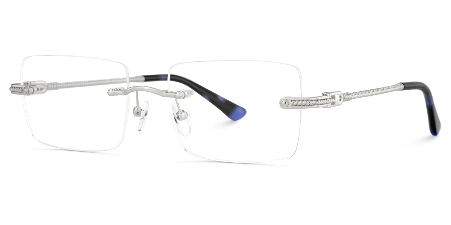 Silver Rimless Eyeglasses Frames With Adjustable Nose Pads4