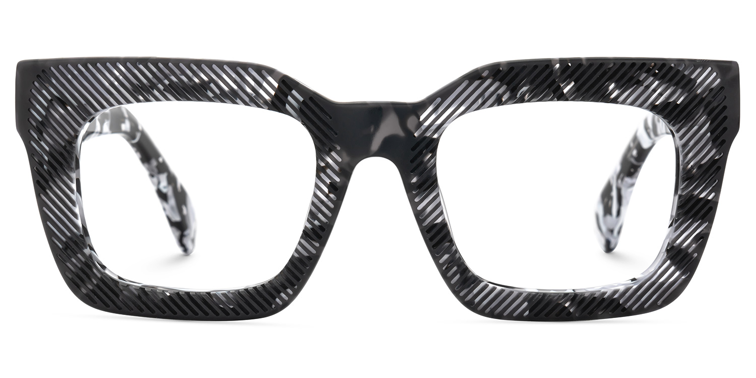Keisa Square Black Marble Glasses1