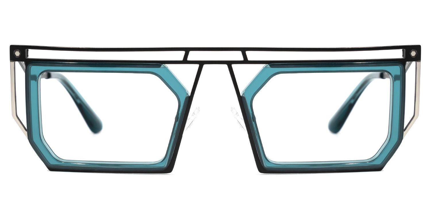 Nargis Rectangle Turquoise Glasses0