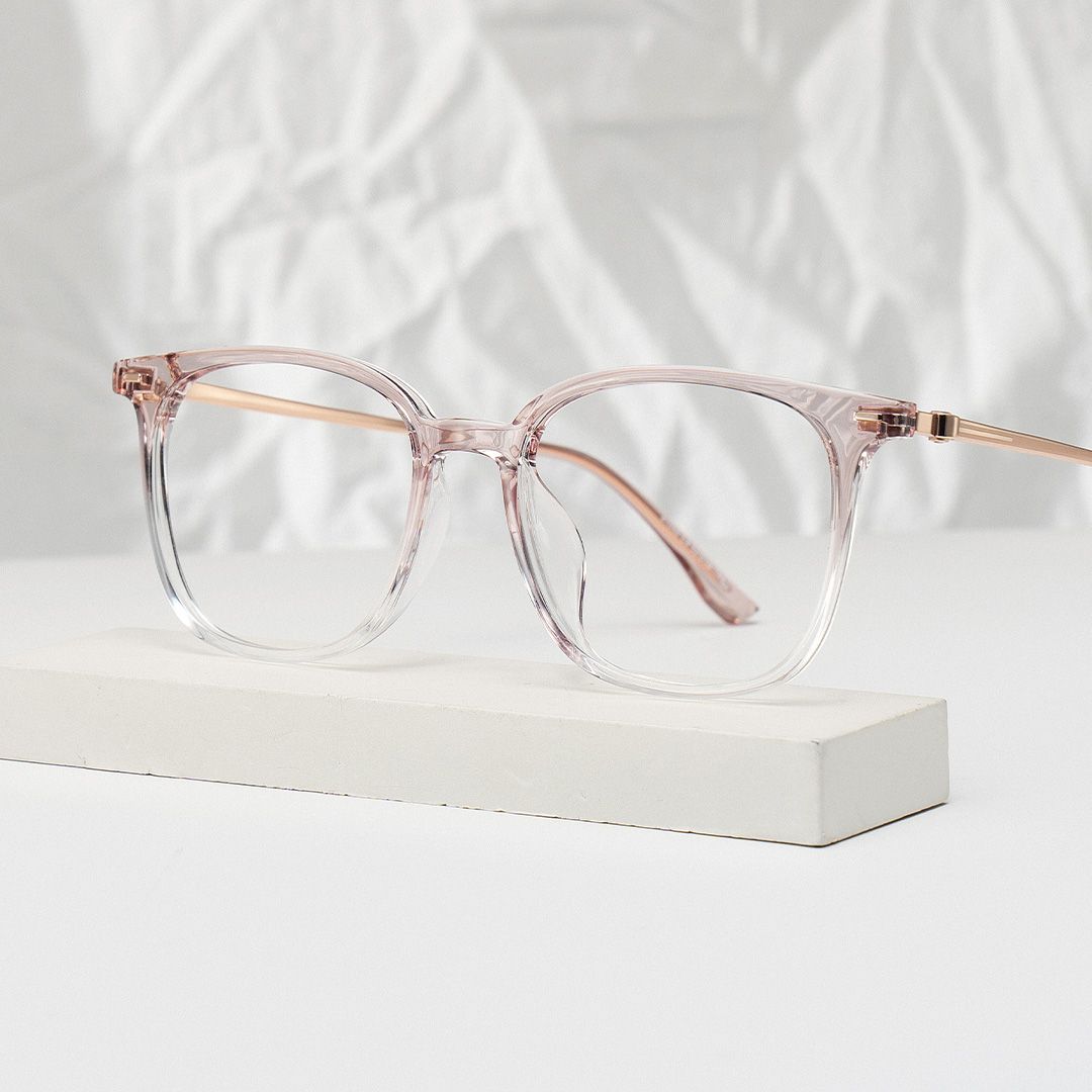 Cora Square Pink Frame Eyeglasses for Woman| ZEELOOL Canada0