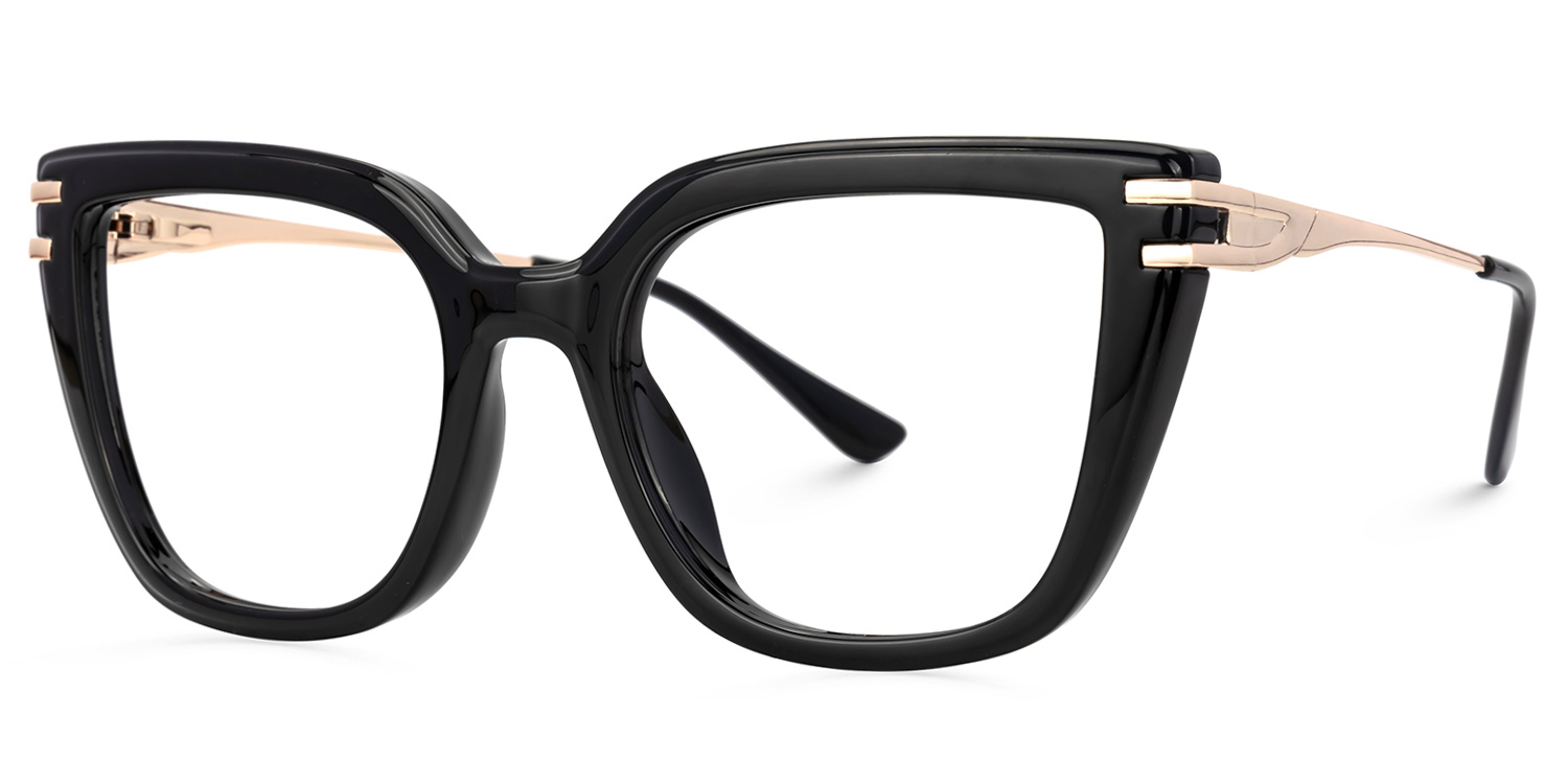 Roxane Black Horn Rimmed Glasses with Square Design1