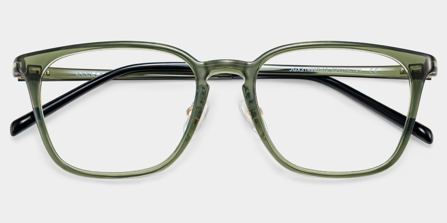Lily Rectangle Green Glasses