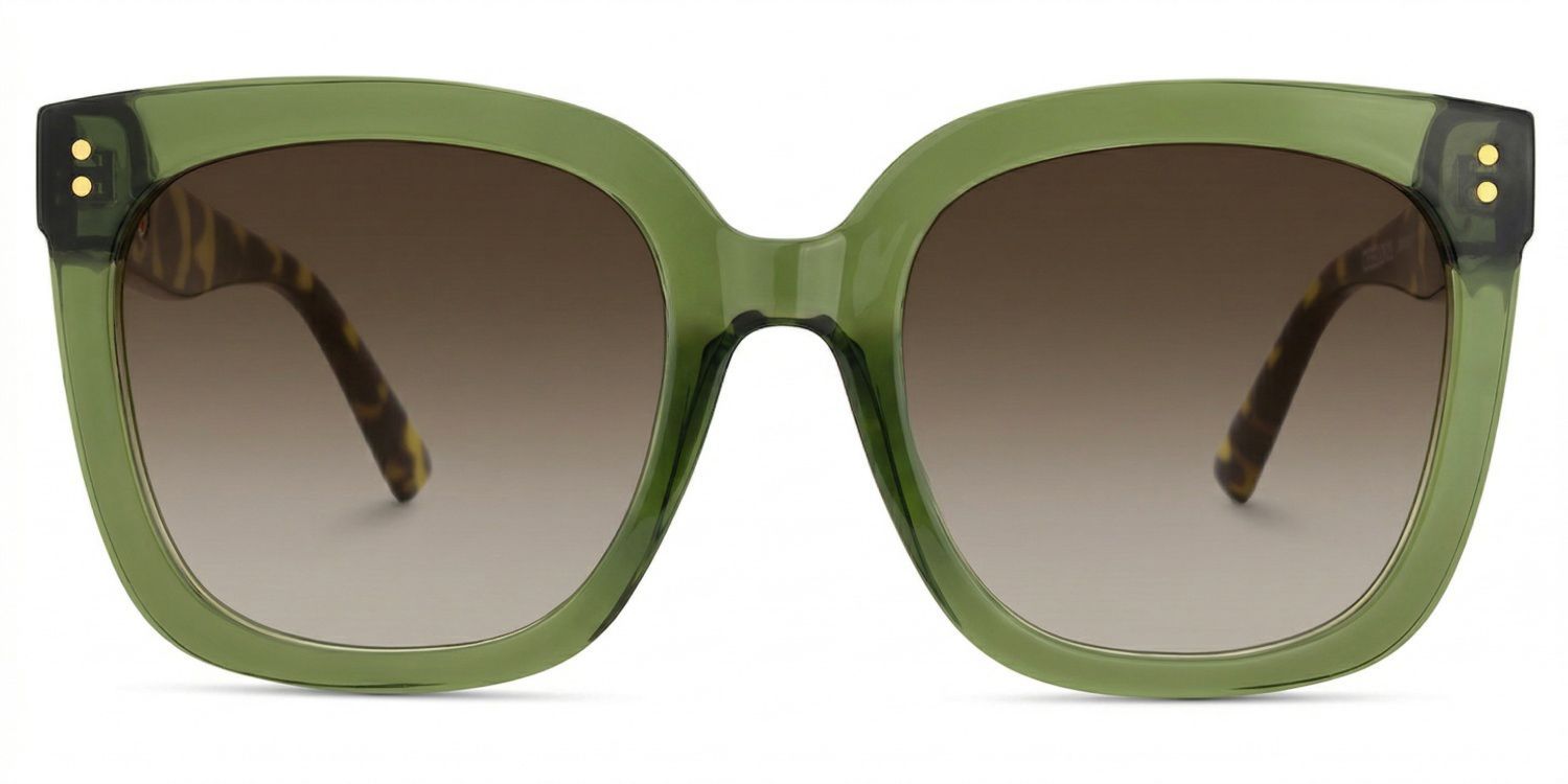 Ebony Green Tortoise Square Polarized Sunglasses for Driving | ZEELOOL CA0