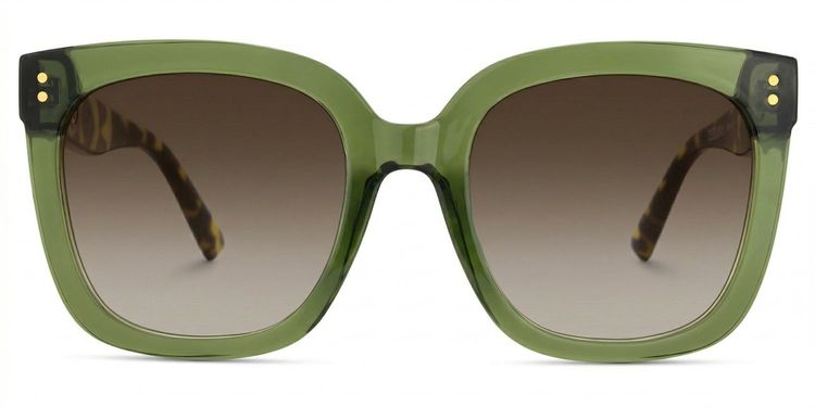 Ebony Green Tortoise Square Sunglasses