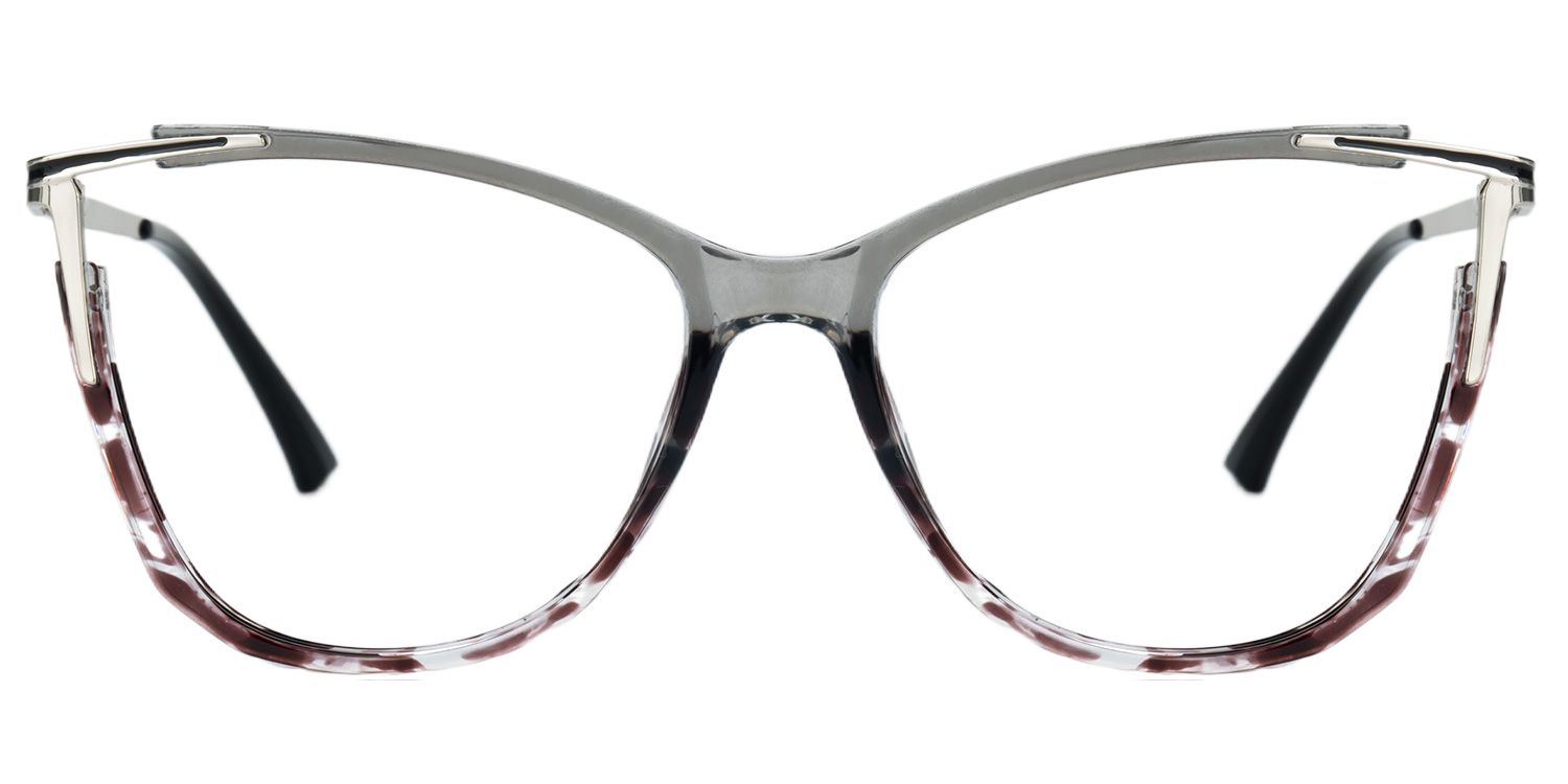 Losier Cateye Gray Eyeglasses with Mixed Materials -Zeelool0