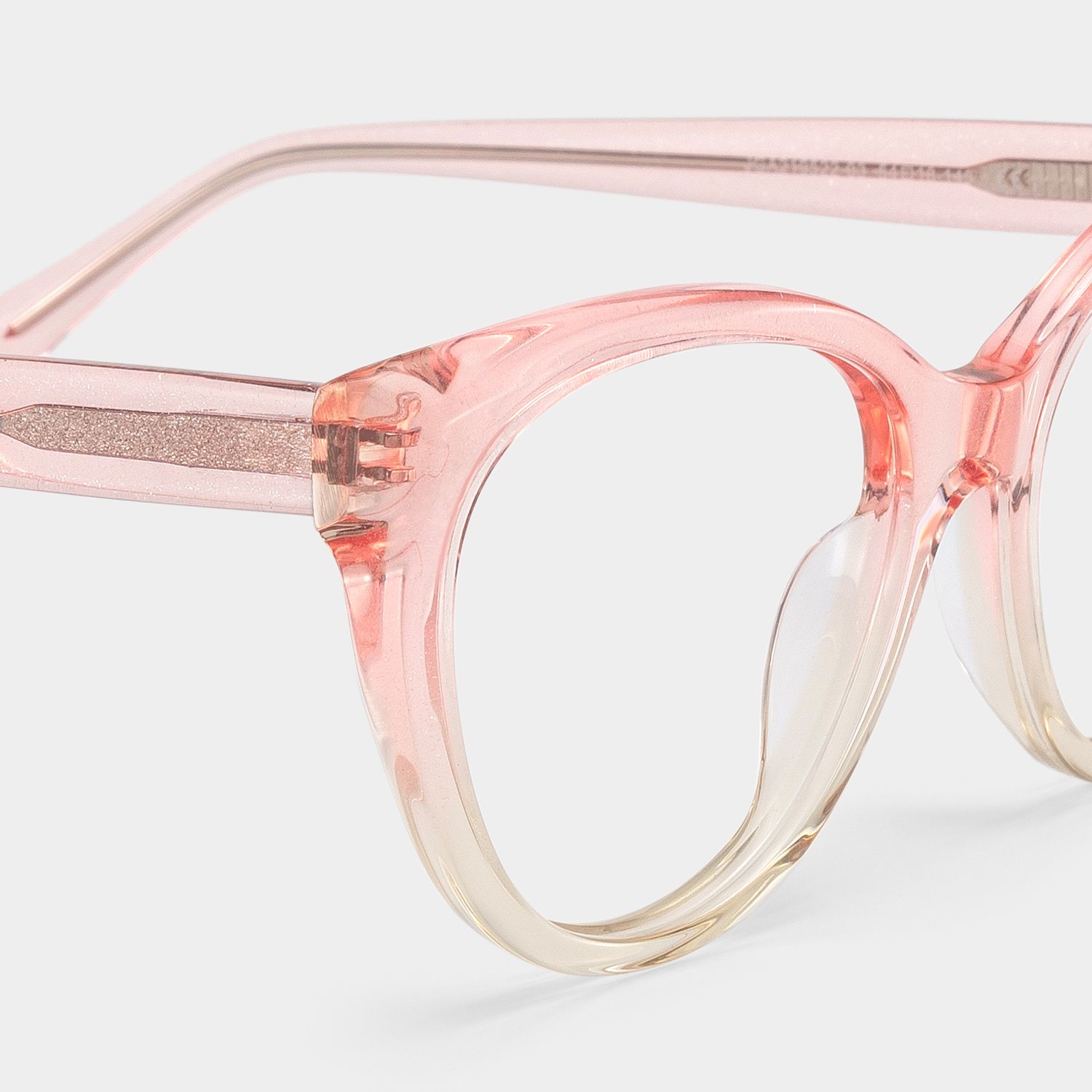 Kiera Light Pink Glitter Cat Eye Glasses Frames | ZEELOOL4