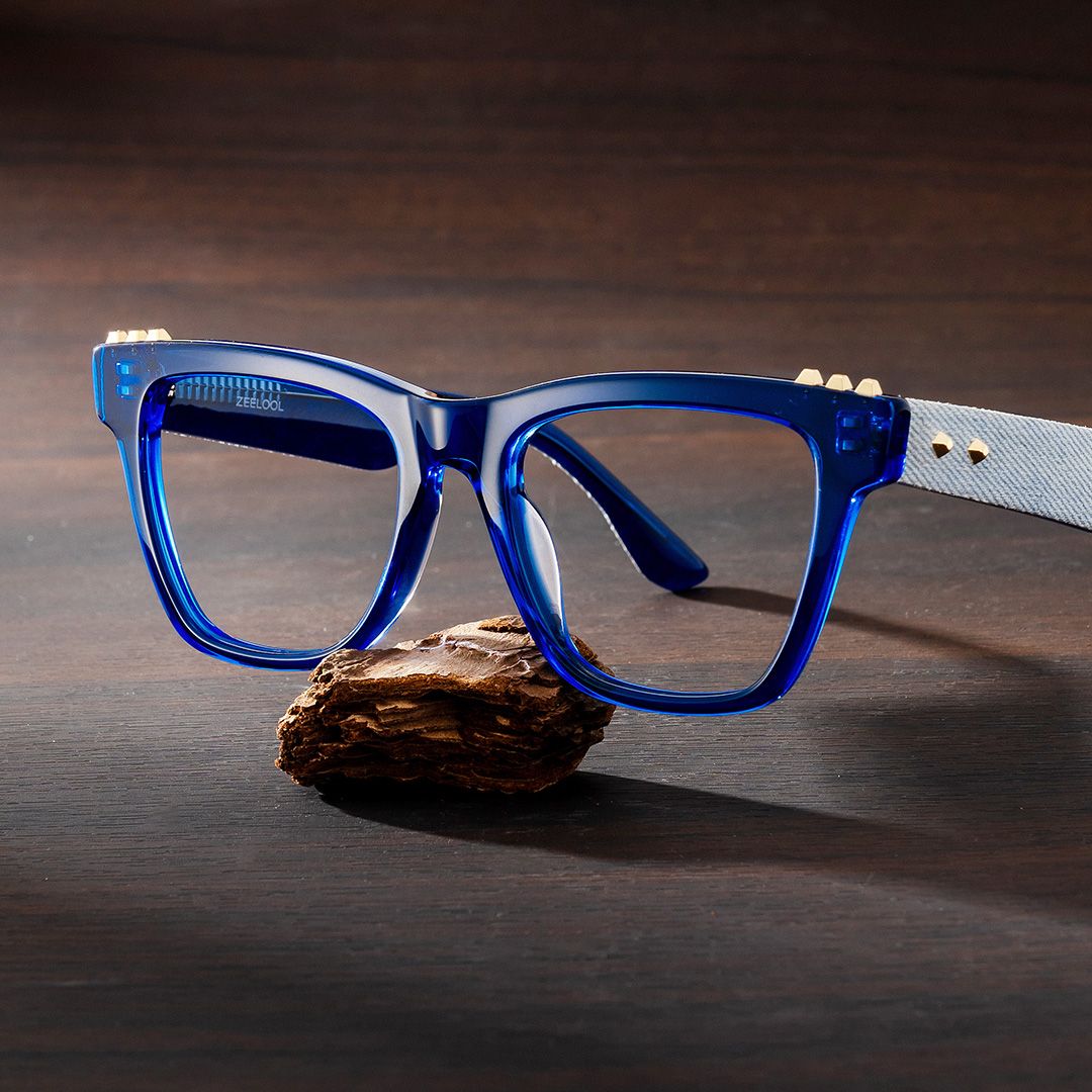 Soren Square Blue Frame Eyeglasses for Woman| ZEELOOL Canada0