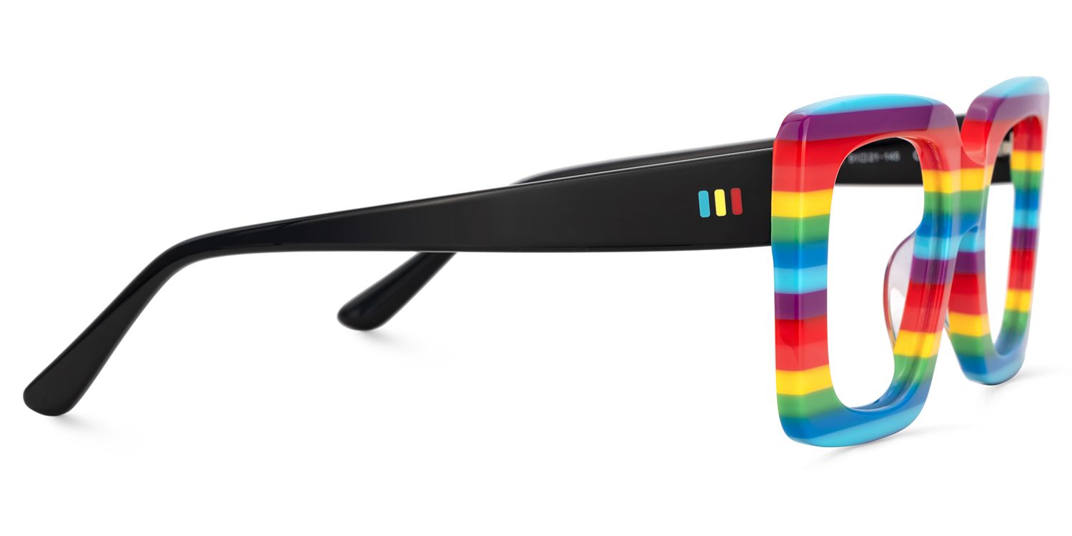 Dianna Rainbow Rectangle Thick Frame Glasses | ZEELOOL Canada4