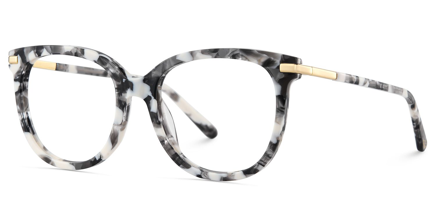 Round Grey Glasses With a Marble Pattern4