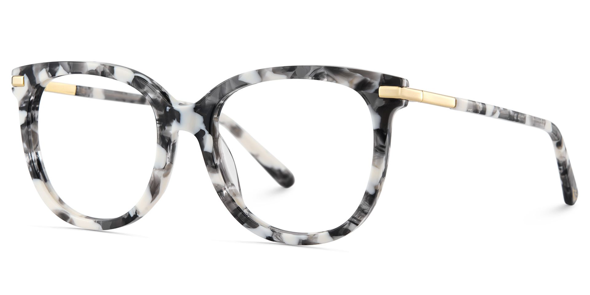 Round Grey Glasses With a Marble Pattern4