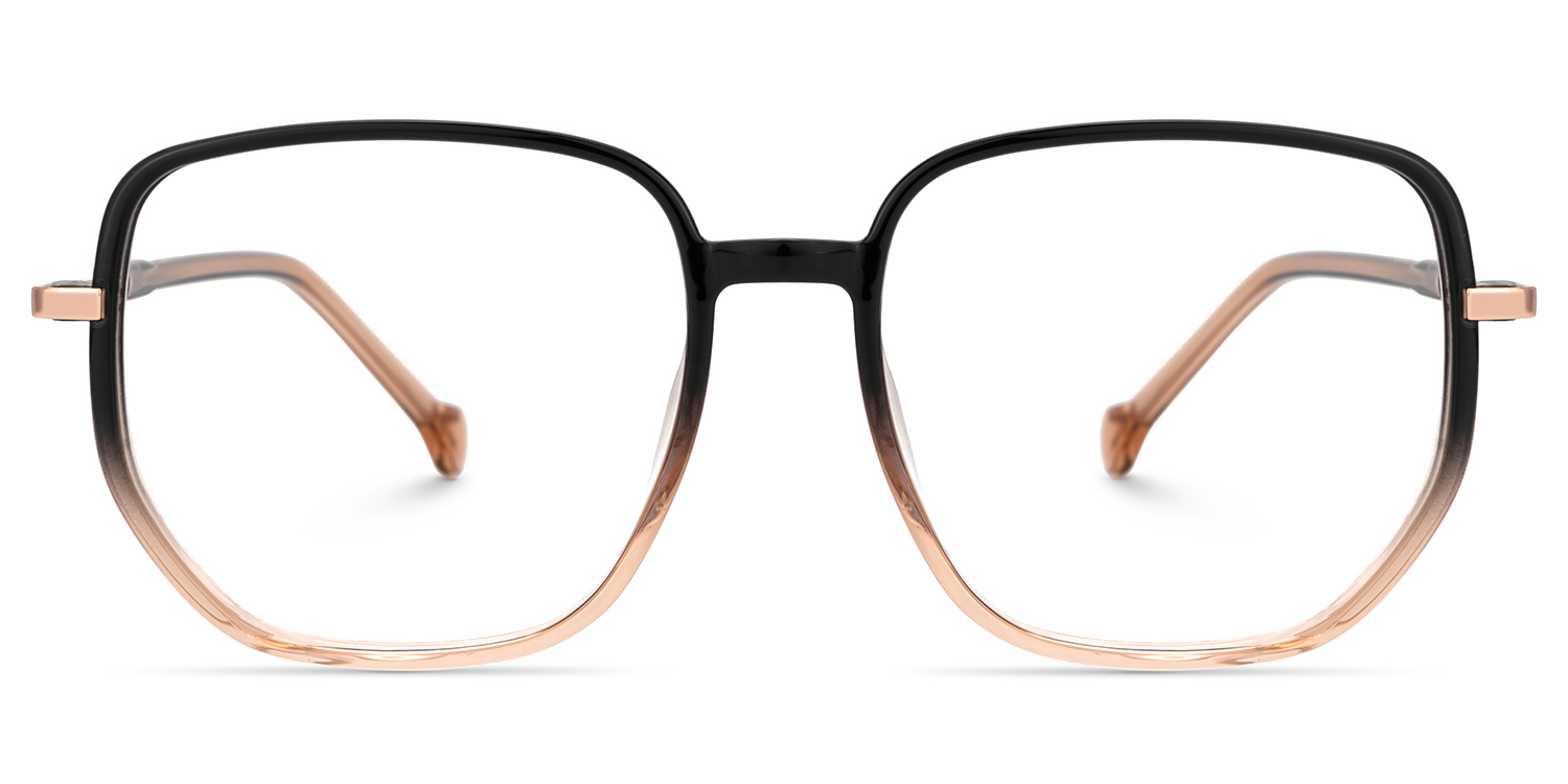 Joana Black and Champagne Glasses in Geometric Wide Frame Design1