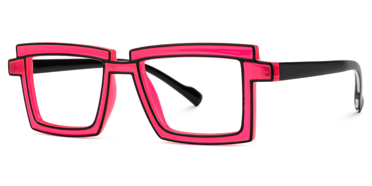 Zephyr Red Rectangle Eyeglasses with Cyberpunk Frame2
