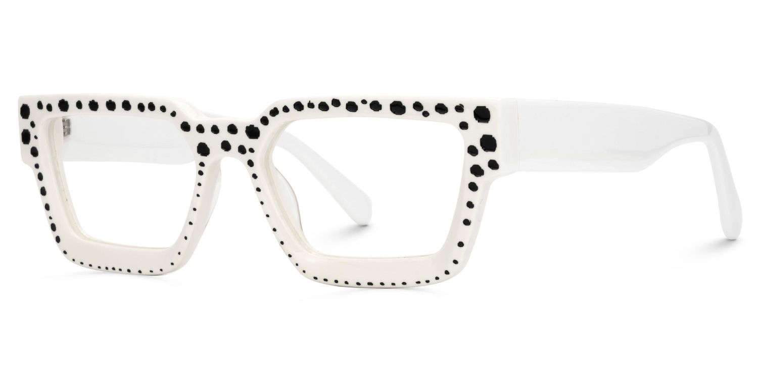 Gabriela Acetate Rectangle White Frame Glasses | ZEELOOL Canada1