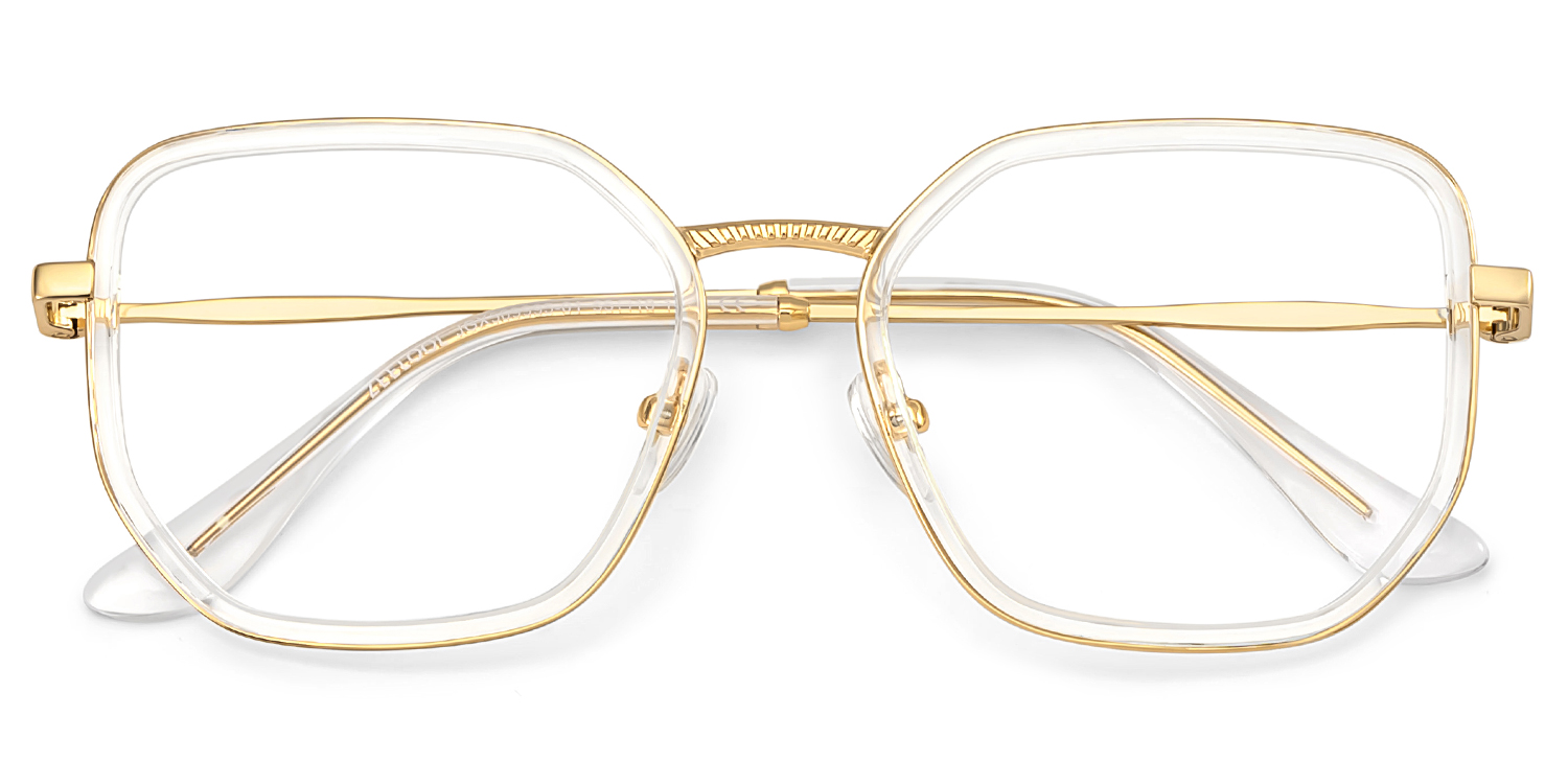 Levi Eyeglasses in Geometric Gold Frame | Zeelool2