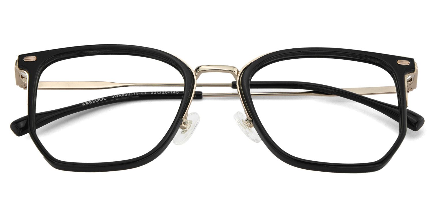 Roque Mixed-material Geometric Black Frame Glasses | ZEELOOL Canada1