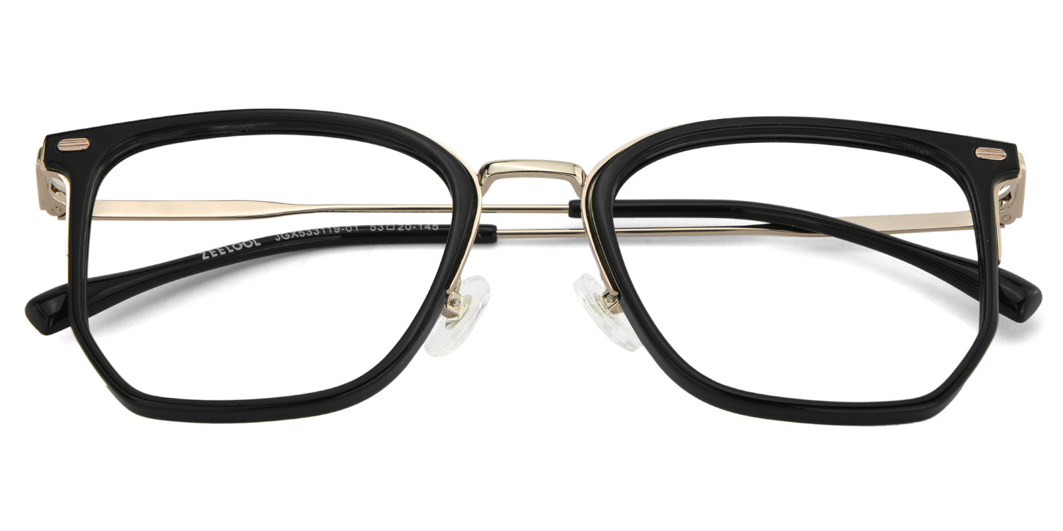 Roque Mixed-material Geometric Black Frame Glasses | ZEELOOL Canada1