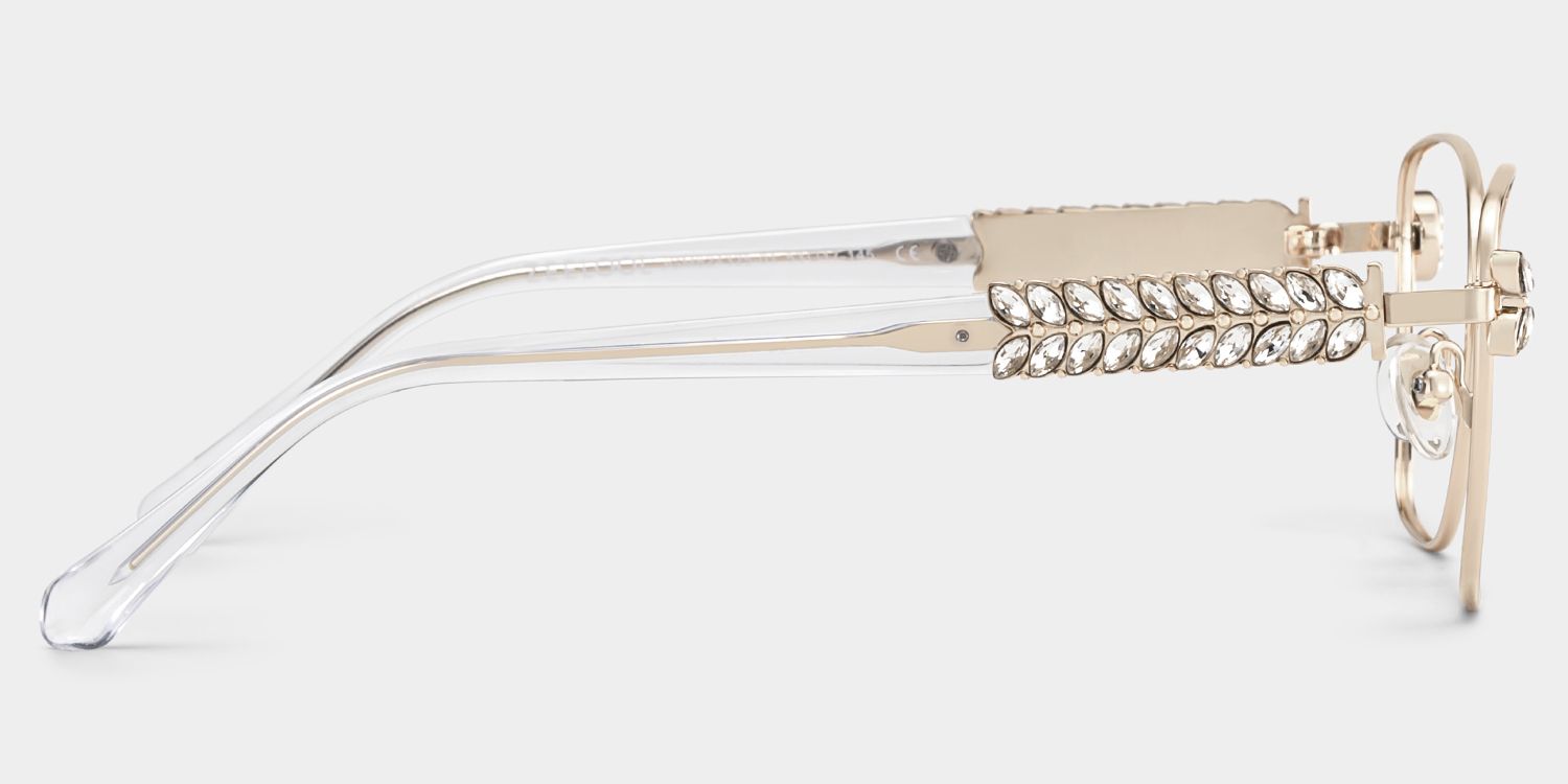 Rectangle Light Gold Eyeglasses- Ellie Metal Frame Glasses3