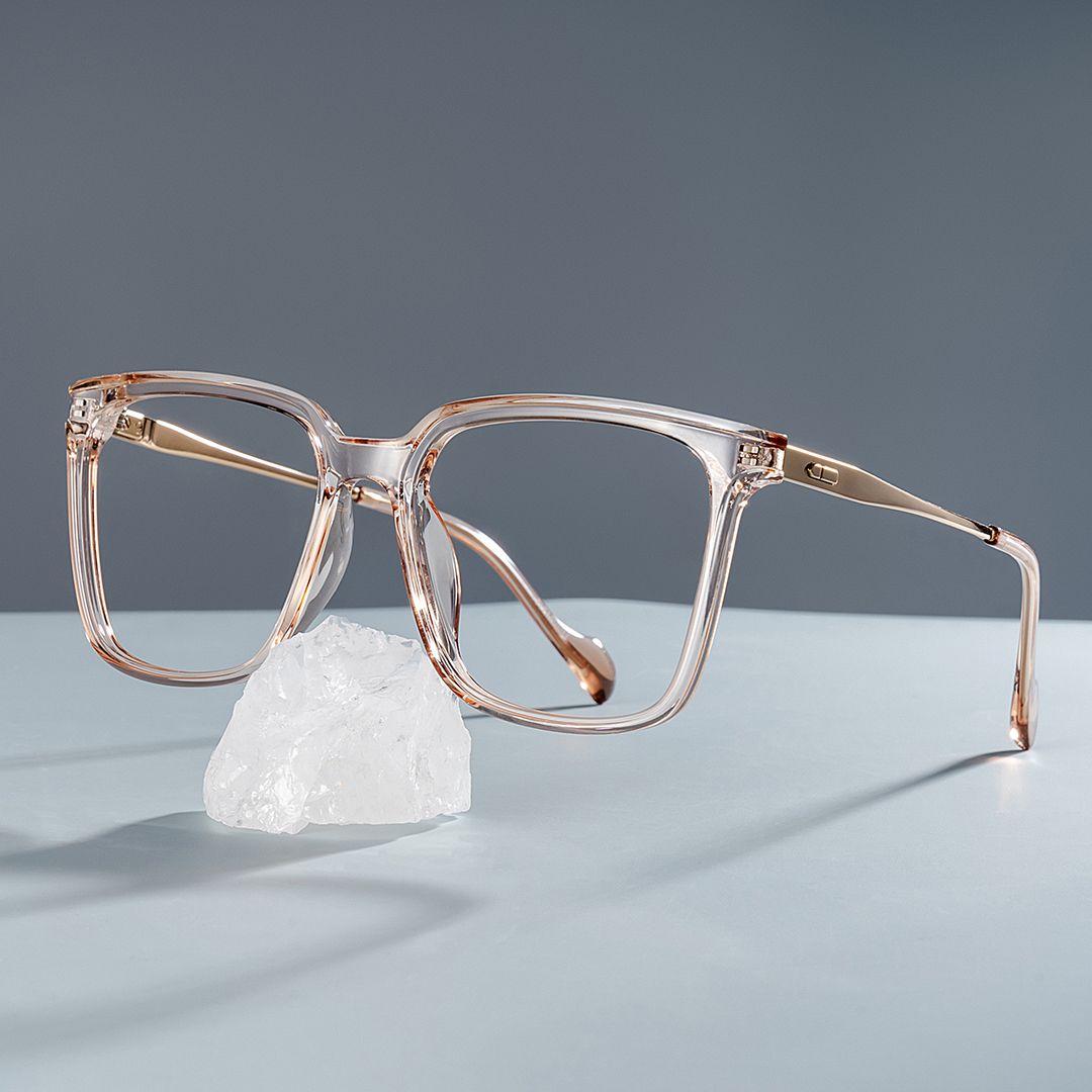 Thin Beige Frame Glasses With Square Shape0