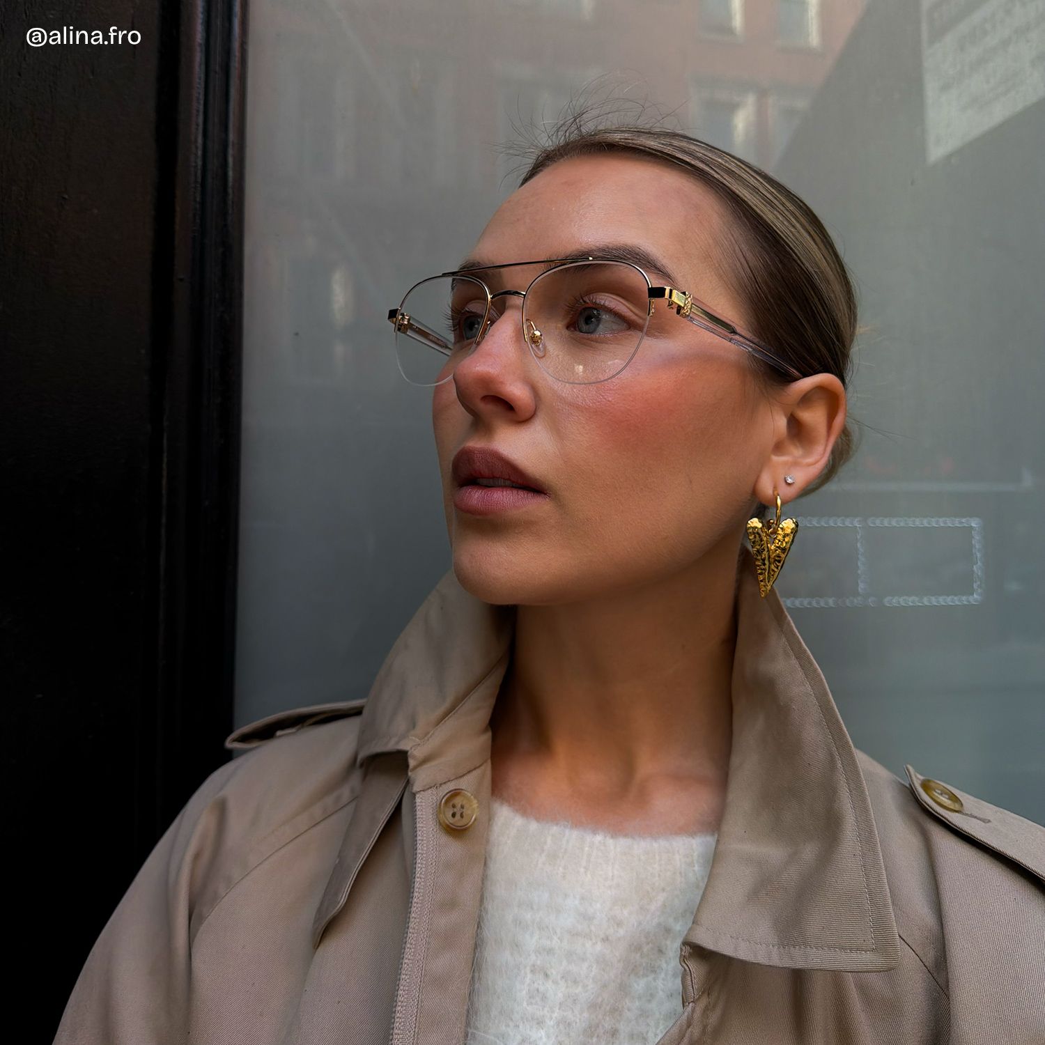 Emily Light Gold Frame Glasses with Aviator Frame Online | ZEELOOL6
