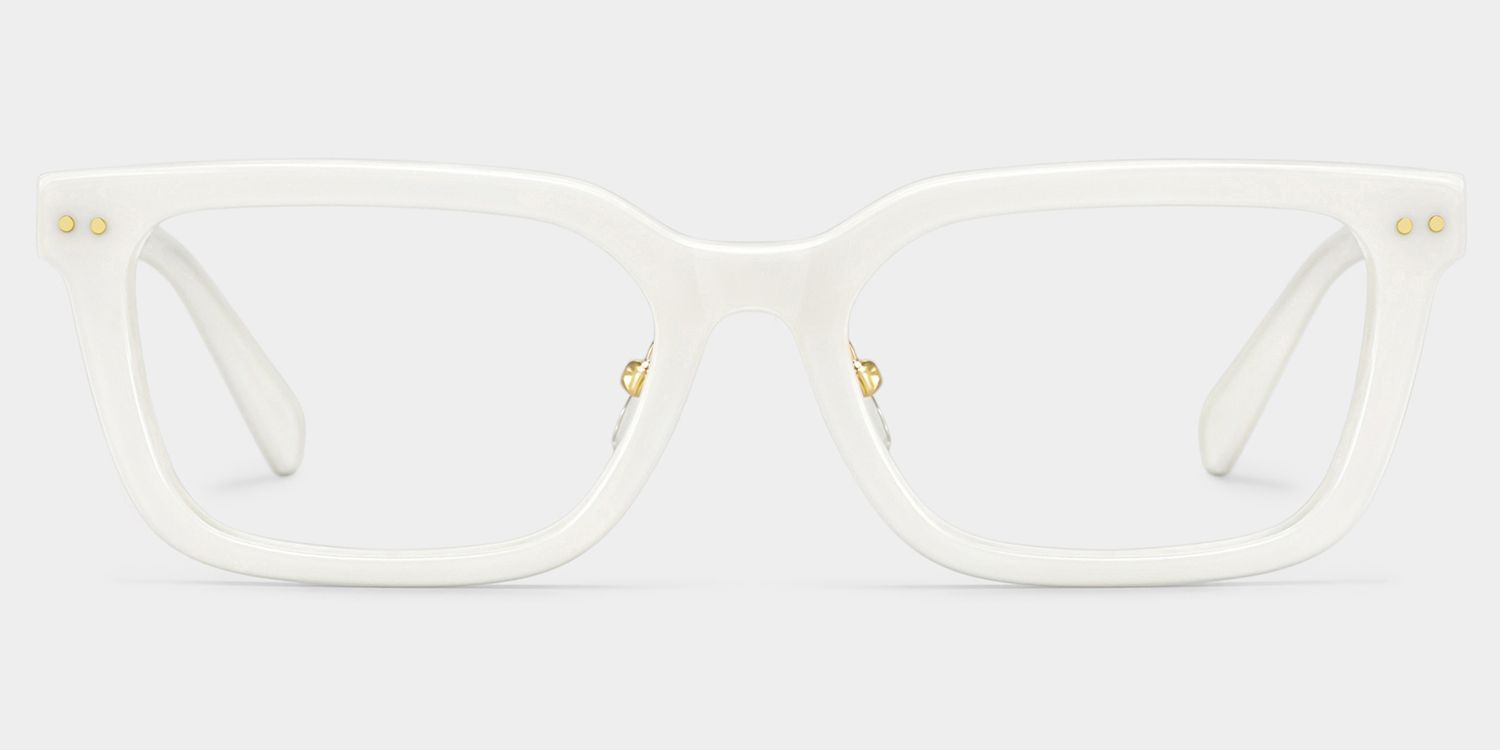 Remy White Rectangle Glasses | Clean Athleisure Style1