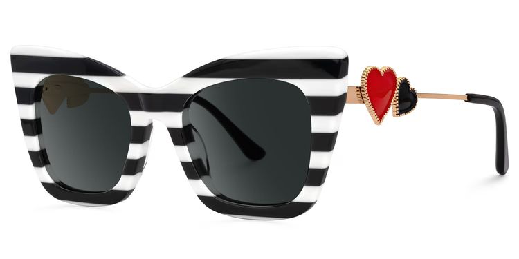 Cagle Black-White Cat eye Sunglasses