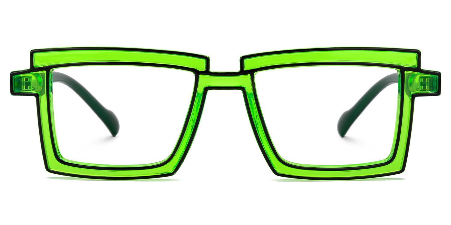 Zephyr Green Rectangle Glasses, Cyberpunk Style Frames1