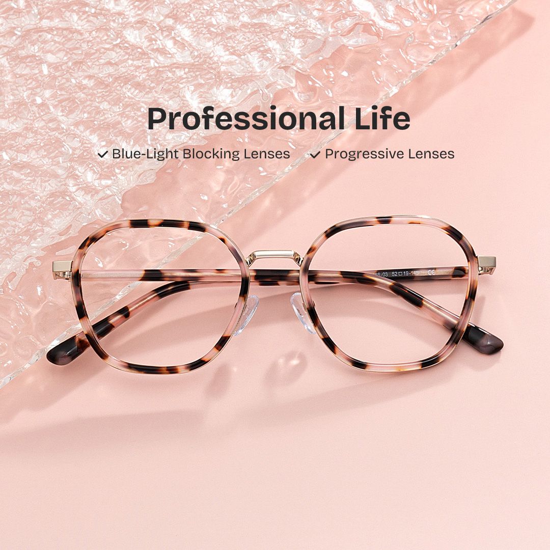 Mitchell Mixed Pink-tortoise Frame Glasses with Geometric Shape | ZEELOOL Canada0