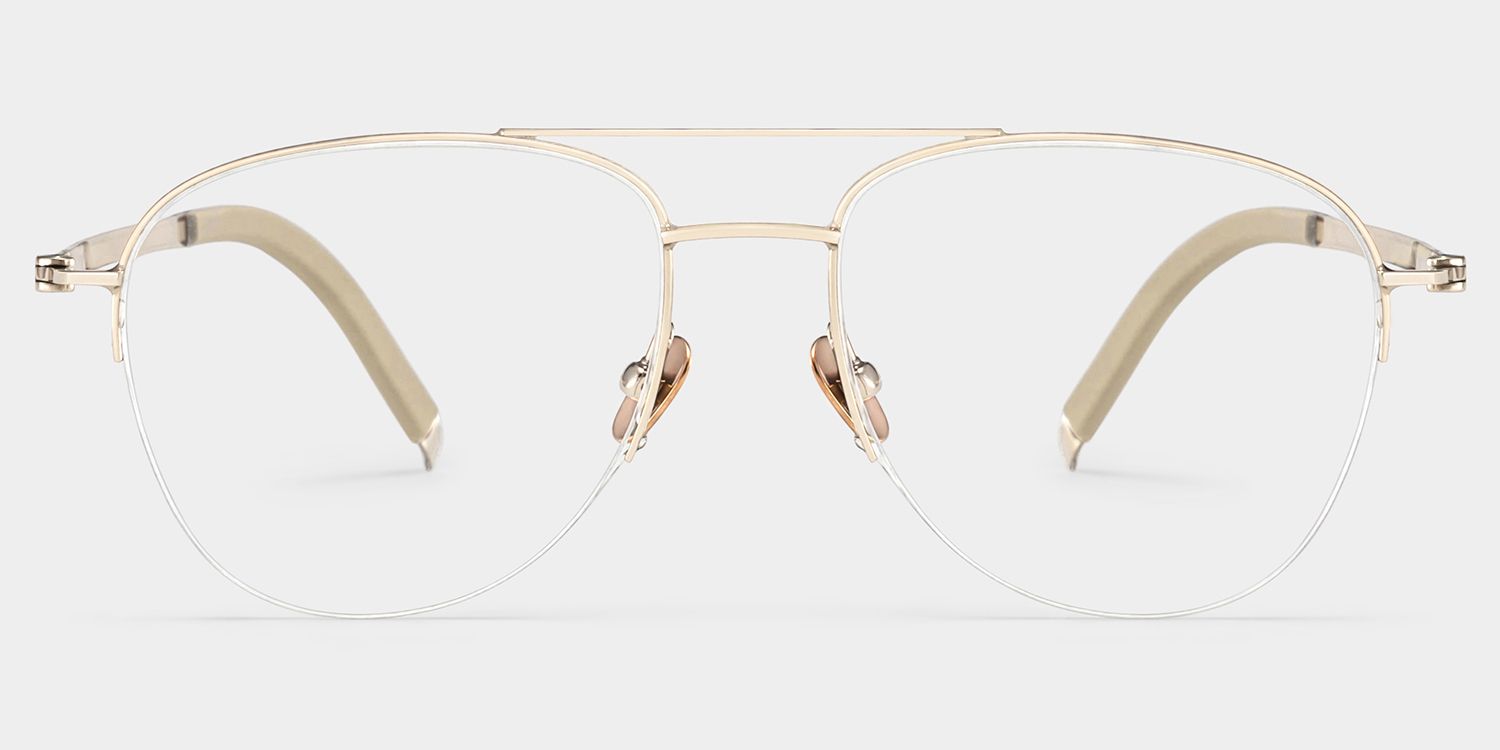 Grayson Semi Rimless Aviator Glasses in Light Gold Frames | ZEELOOL0