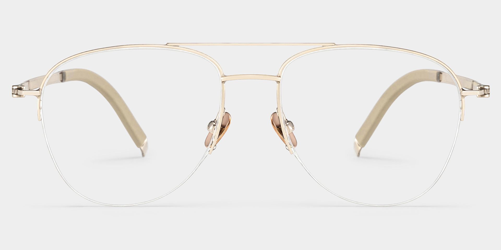 Grayson Semi Rimless Aviator Glasses in Light Gold Frames | ZEELOOL0