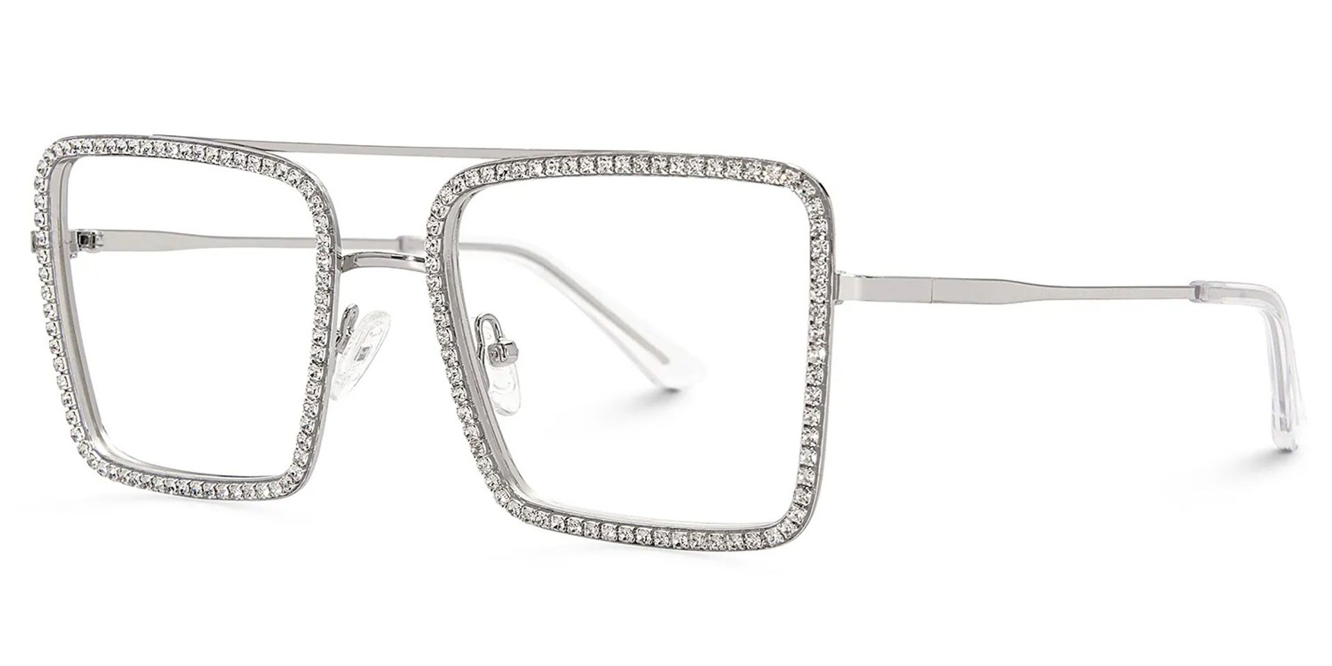 Diva Sparkle Glitter Glasses, Silver Eyeglass Frames3