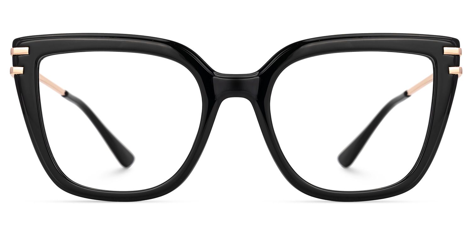 Roxane Black Horn Rimmed Glasses with Square Design0