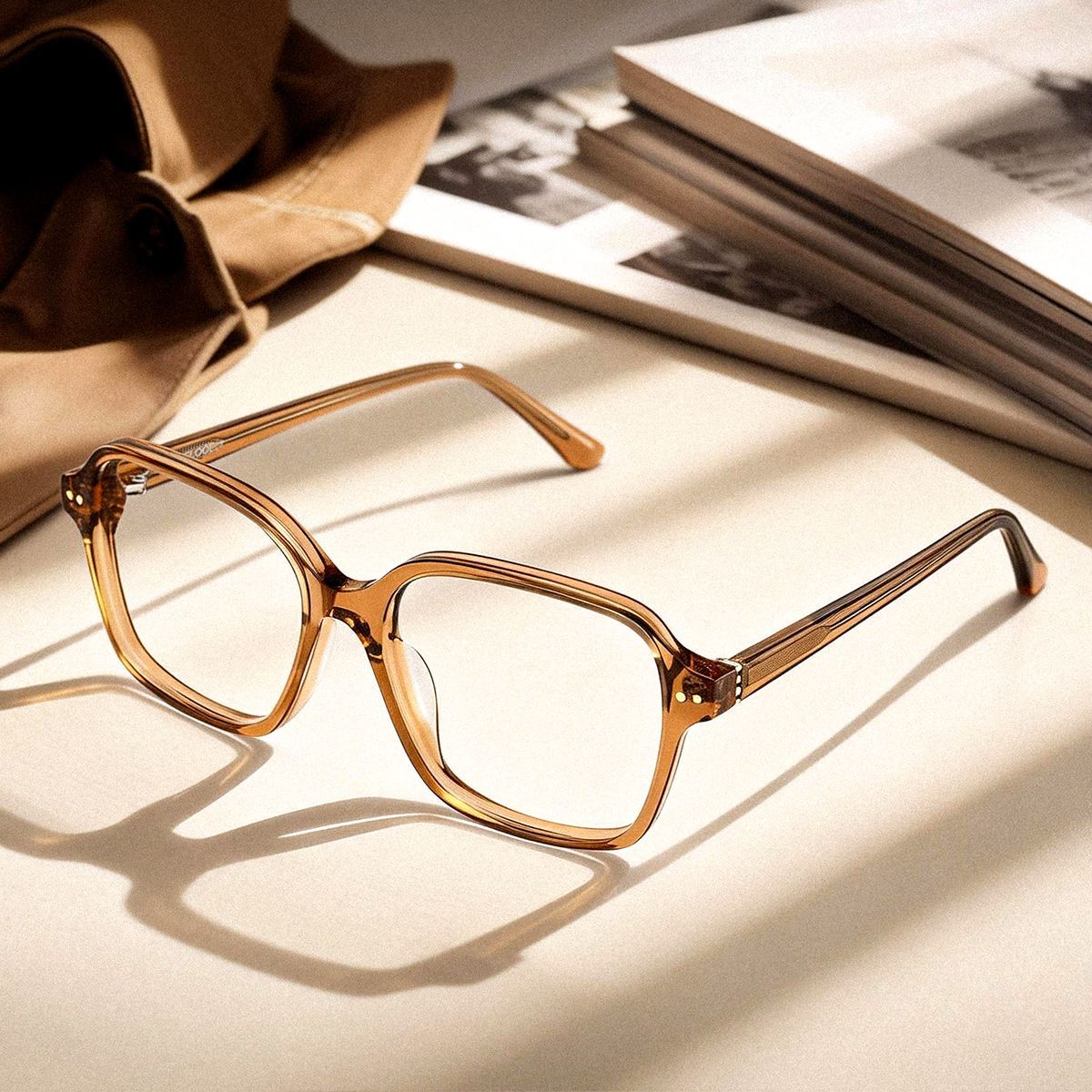 Clementine Clear Brown Square Glasses for Teenager | ZEELOOL0