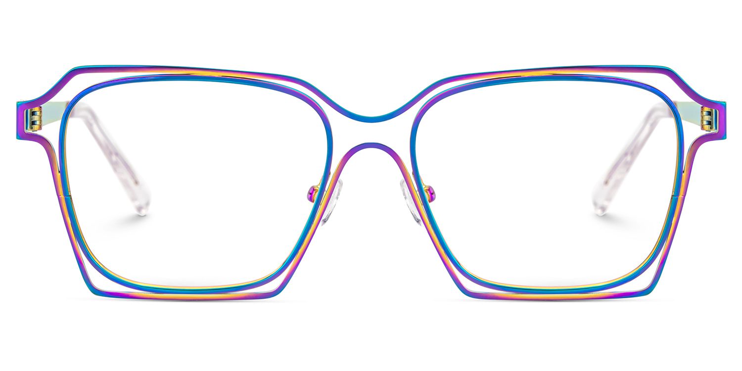 Foday Iridescent Frame Prescription Glasses with Geometric Shape1