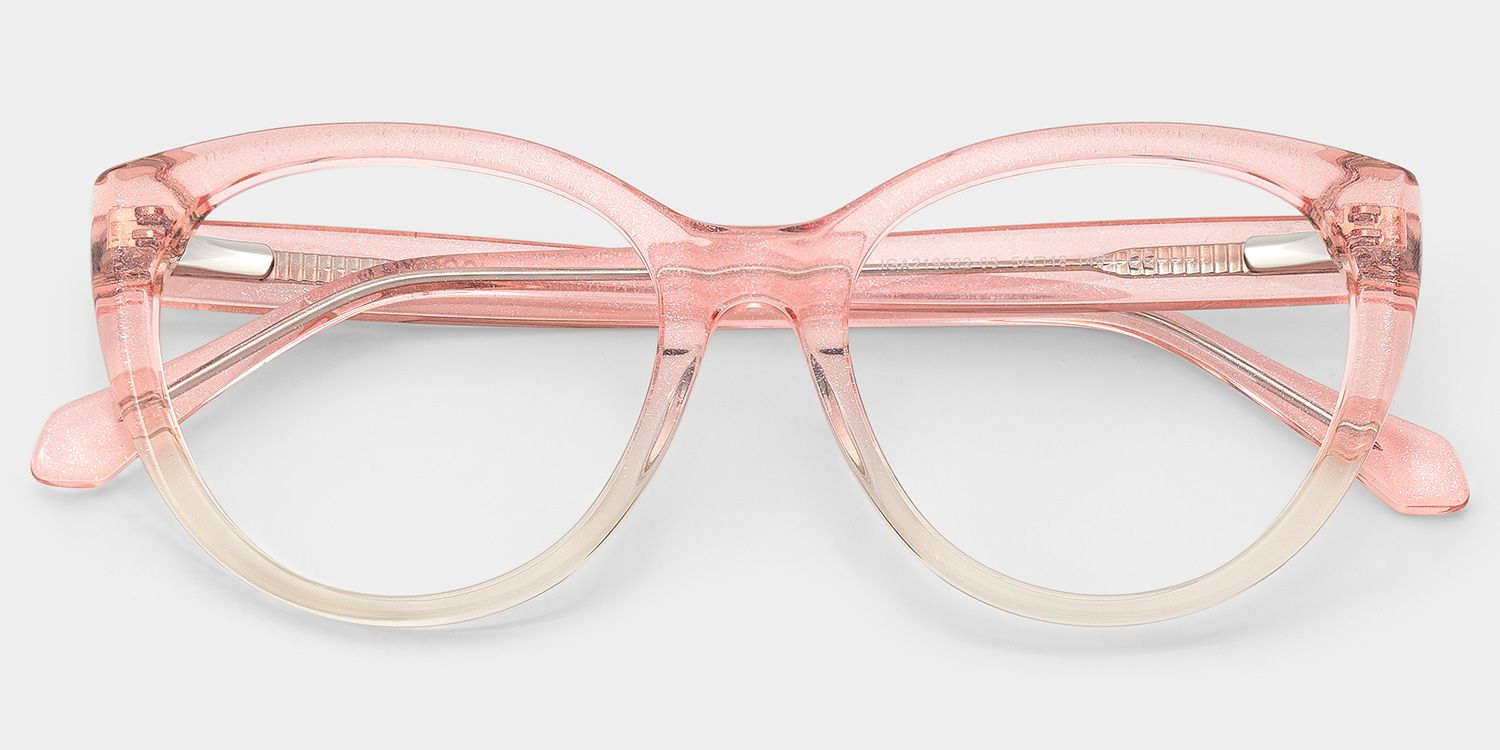 Kiera Light Pink Glitter Cat Eye Glasses Frames | ZEELOOL1