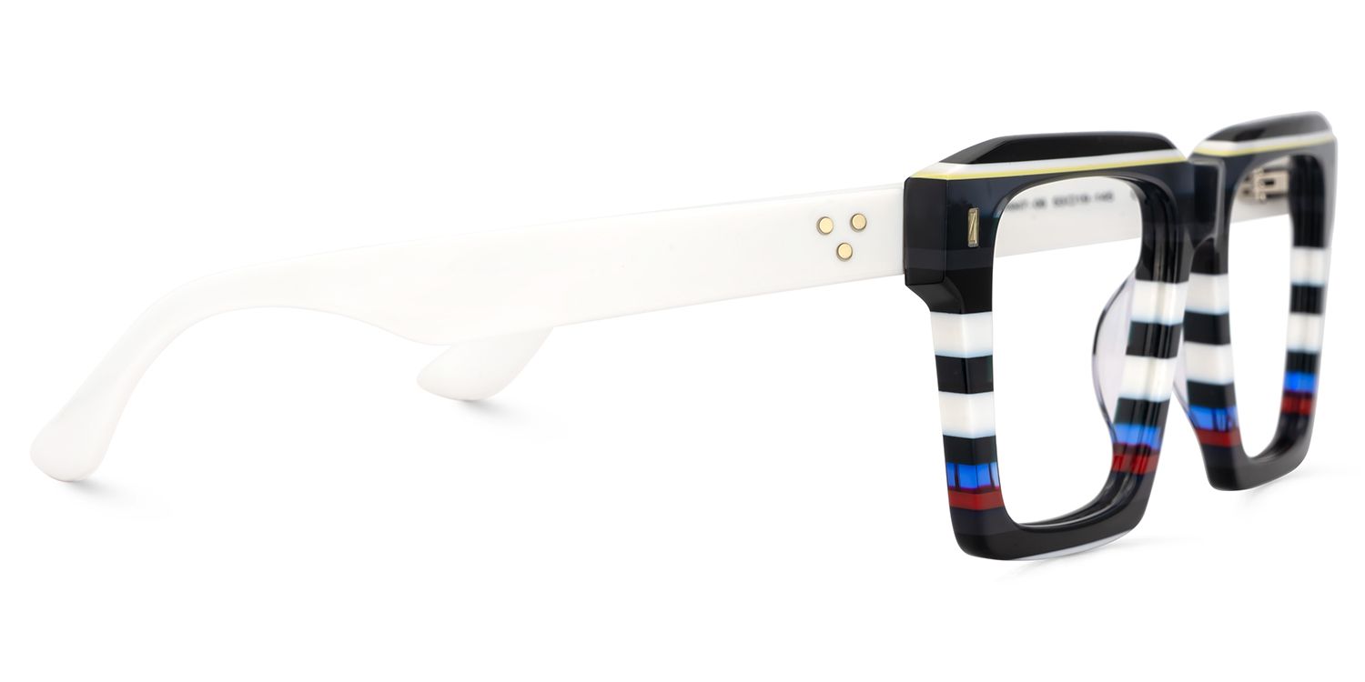 Big Square Eyeglasses Frames With Black and White Stripes4