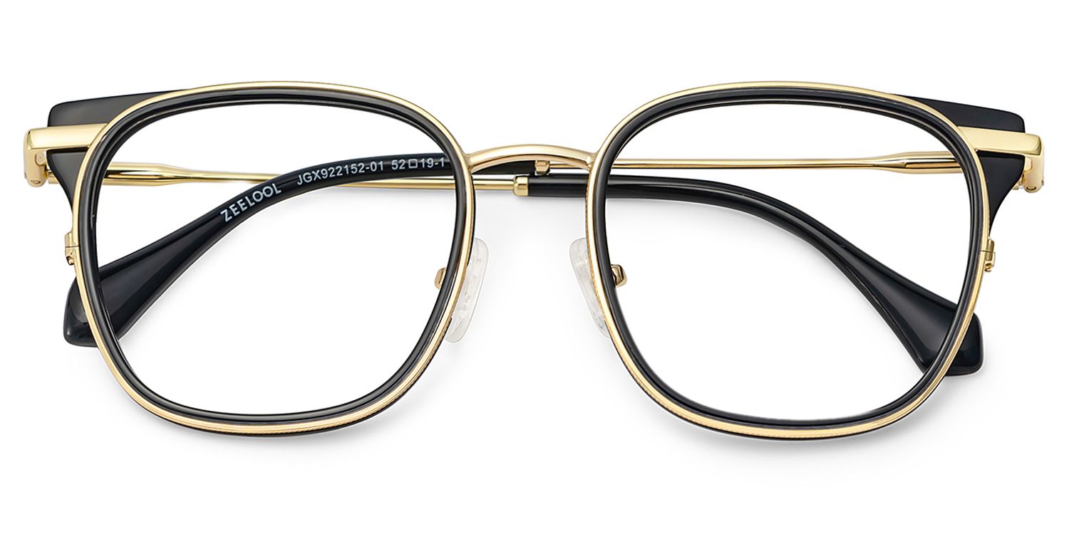 Cameron Eyeglasses in Square Black-gold Frame | Zeelool2