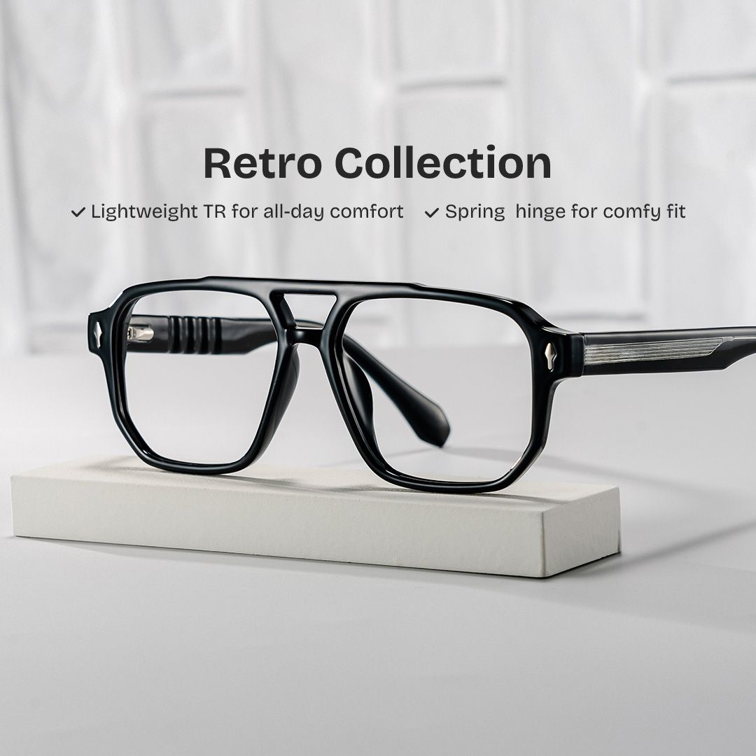 Colton Black Frame Glasses with Aviator Frame Online | ZEELOOL0