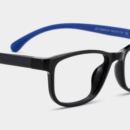 Robin Rectangle Black Blue Glasses4