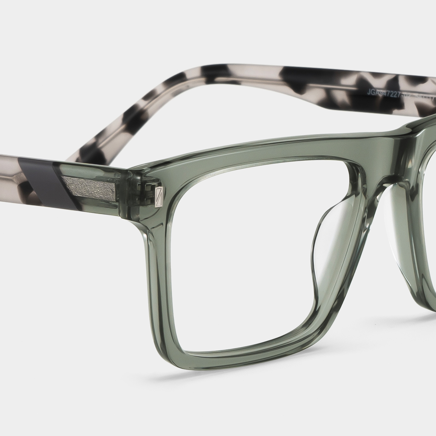 Rectangle Gray Green Eyeglasses- Henry Acetate Frame Glasses4