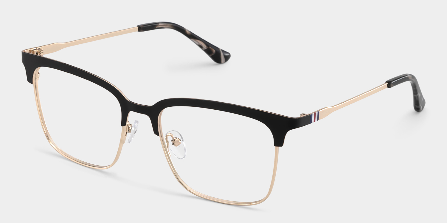 Cleo Black Gold Frame Glasses with Browline Frame Online | ZEELOOL Canada3