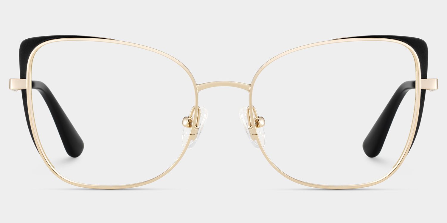 Tessa Black Gold Frame Glasses with Cat eye Frame Online | ZEELOOL Canada1